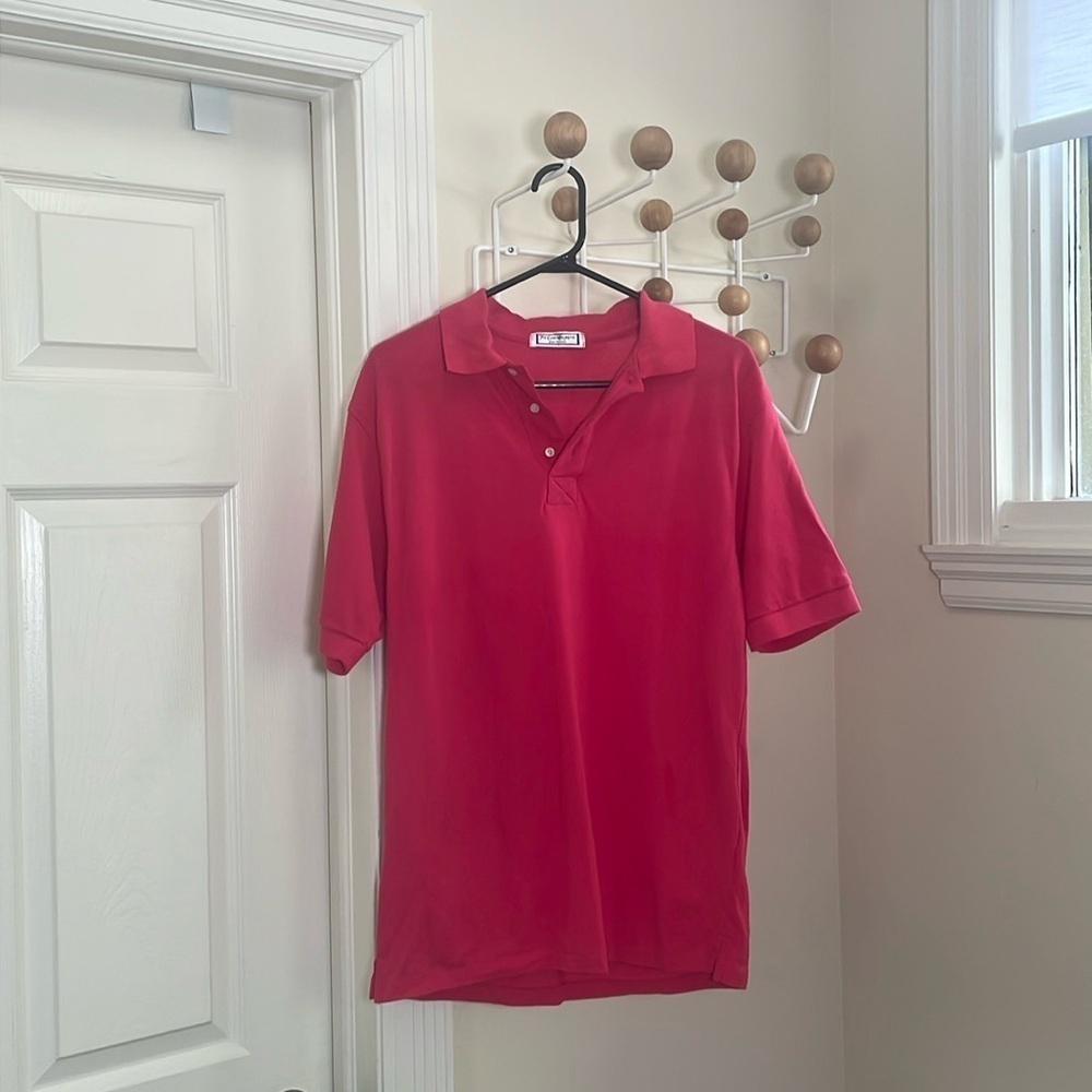 YSL - Yves Saint Laurent - Vintage Polo Short Sleeve Shirt Pink Size 4 Or Small